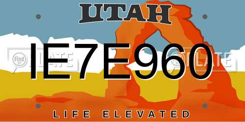 IE7E960 Utah License Plate