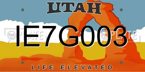 IE7G003 Utah License Plate