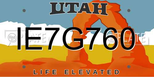 IE7G760 Utah License Plate