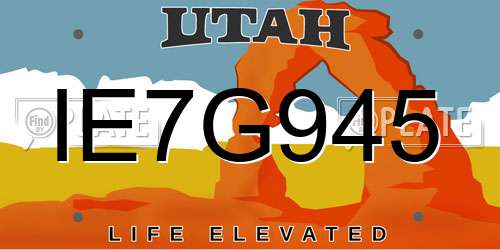 IE7G945 Utah License Plate