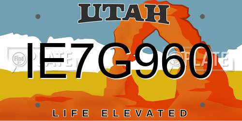IE7G960 Utah License Plate