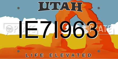 IE7I963 Utah License Plate
