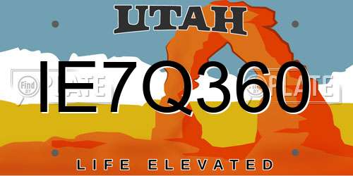 IE7Q360 Utah License Plate