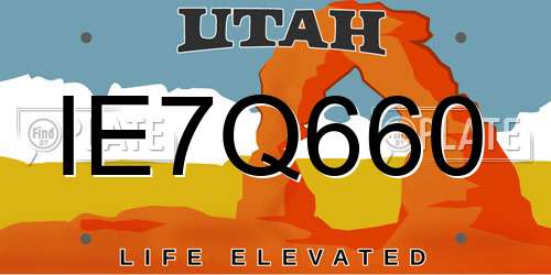 IE7Q660 Utah License Plate