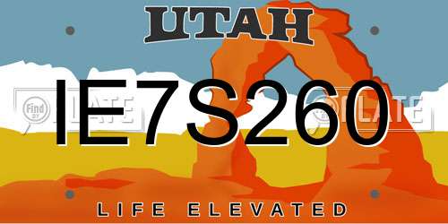 IE7S260 Utah License Plate