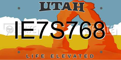 IE7S768 Utah License Plate