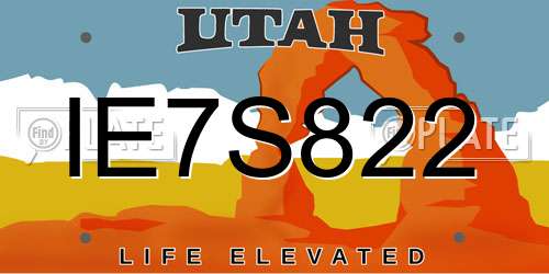 IE7S822 Utah License Plate
