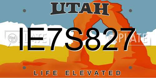 IE7S827 Utah License Plate