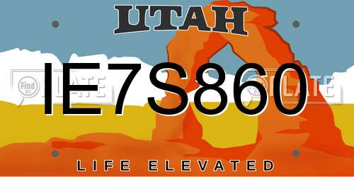 IE7S860 Utah License Plate