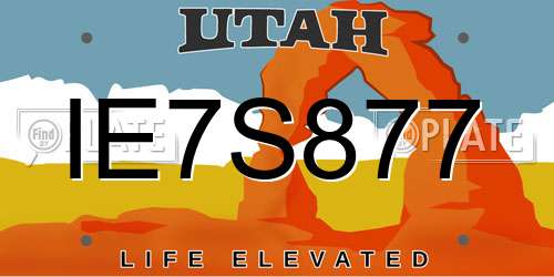 IE7S877 Utah License Plate