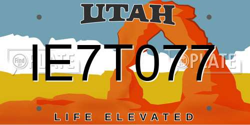 IE7T077 Utah License Plate