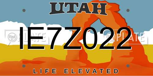 IE7Z022 Utah License Plate