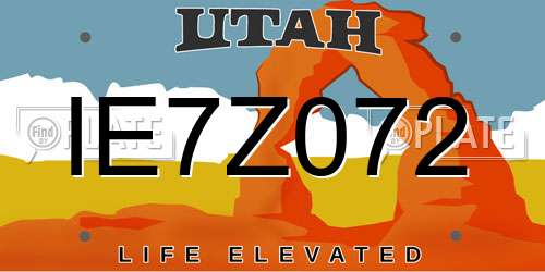 IE7Z072 Utah License Plate