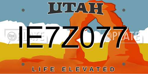 IE7Z077 Utah License Plate