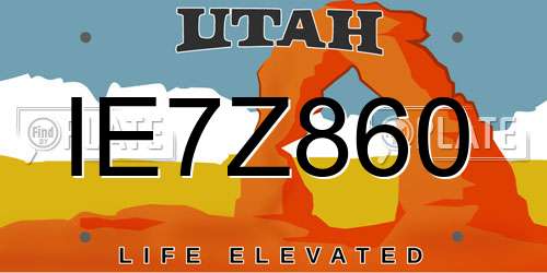 IE7Z860 Utah License Plate