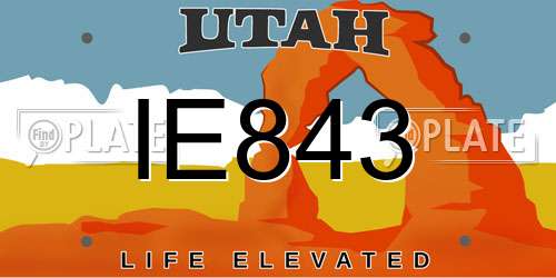 IE843 Utah License Plate