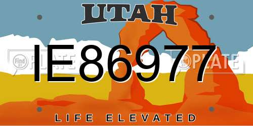 IE86977 Utah License Plate