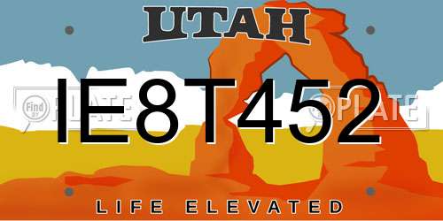 IE8T452 Utah License Plate