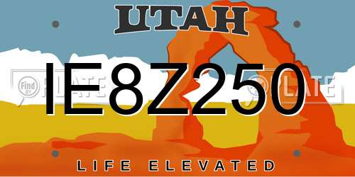 IE8Z250 Utah License Plate