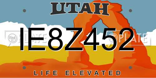 IE8Z452 Utah License Plate