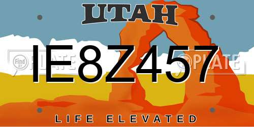 IE8Z457 Utah License Plate