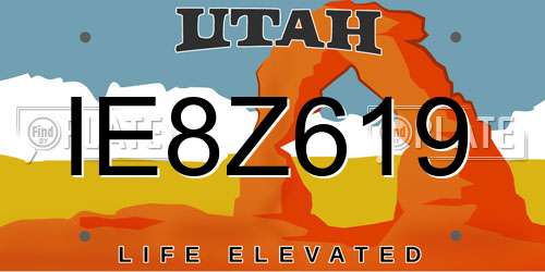 IE8Z619 Utah License Plate