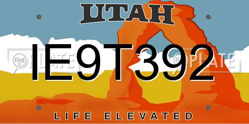 IE9T392 Utah License Plate