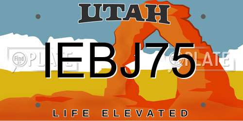 IEBJ75 Utah License Plate