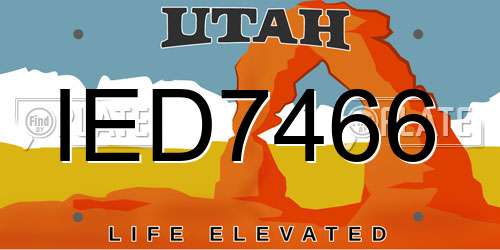 IED7466 Utah License Plate