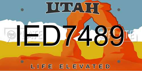 IED7489 Utah License Plate