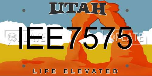 IEE7575 Utah License Plate