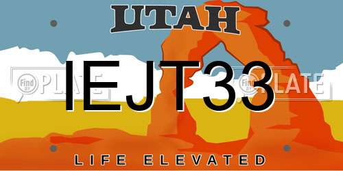 IEJT33 Utah License Plate