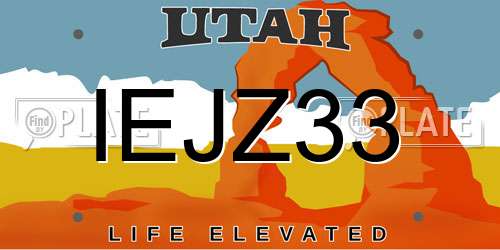 IEJZ33 Utah License Plate