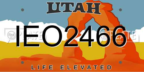 IEO2466 Utah License Plate