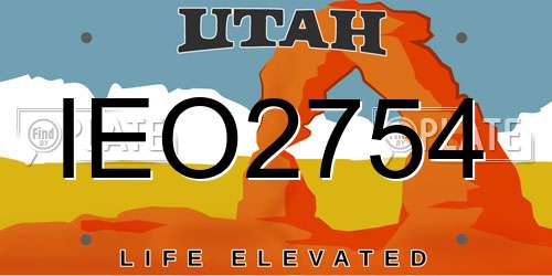 IEO2754 Utah License Plate