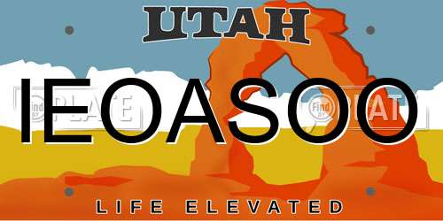 IEOASOO Utah License Plate