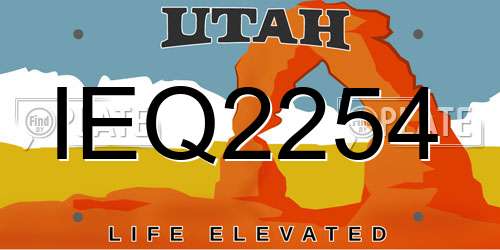 IEQ2254 Utah License Plate