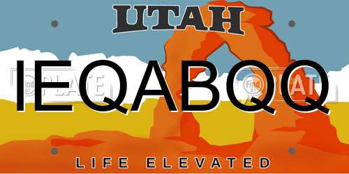 IEQABQQ Utah License Plate