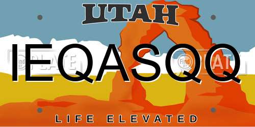 IEQASQQ Utah License Plate