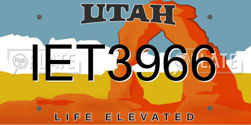 IET3966 Utah License Plate