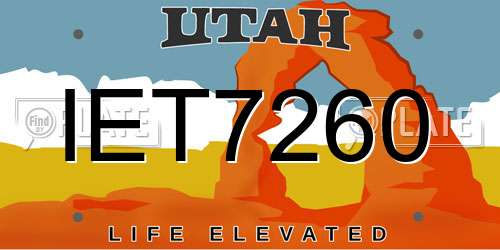 IET7260 Utah License Plate