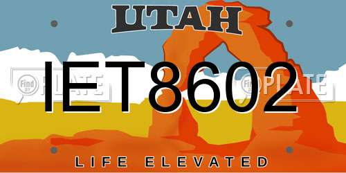 IET8602 Utah License Plate