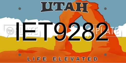 IET9282 Utah License Plate