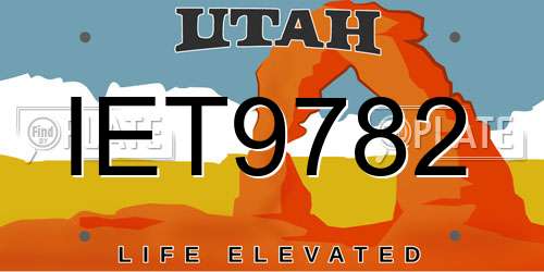 IET9782 Utah License Plate