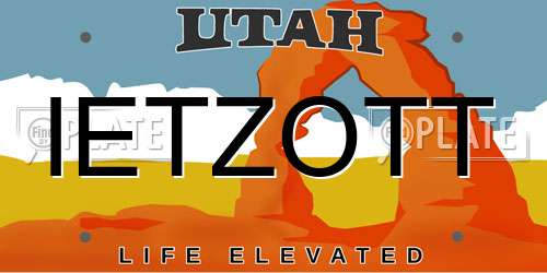IETZOTT Utah License Plate