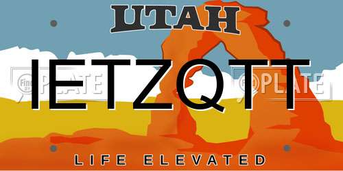 IETZQTT Utah License Plate