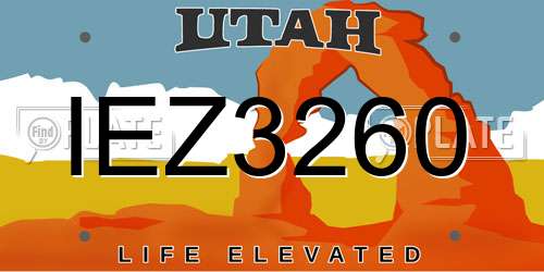 IEZ3260 Utah License Plate