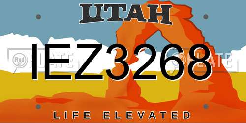 IEZ3268 Utah License Plate