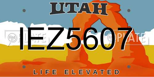 IEZ5607 Utah License Plate
