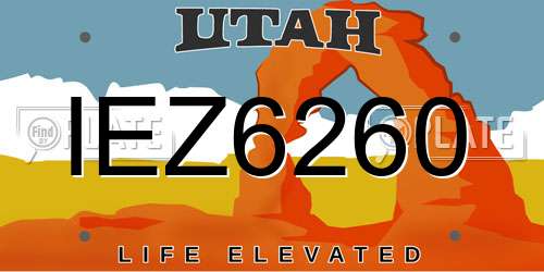 IEZ6260 Utah License Plate
